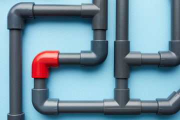 Red piece in gray pipelines unity