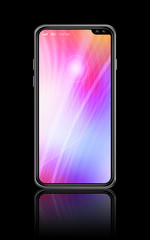 All-screen colorful smartphone mockup isolated on black. 3D render