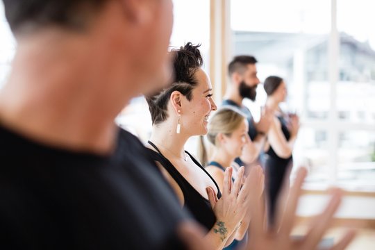 Yoga person in prayer pose