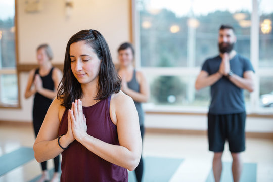 Yoga person in prayer pose