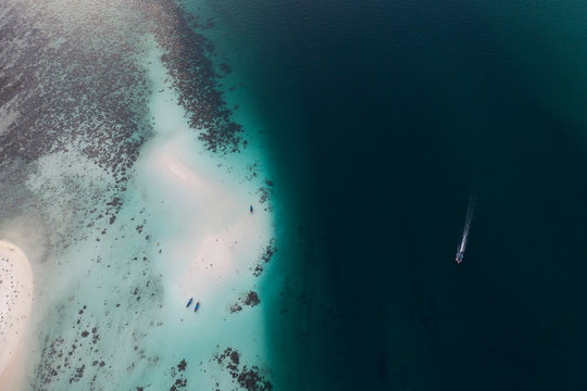 Drone image of a tropical coastal area