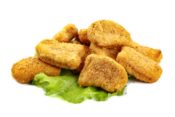 Chicken nuggets isolated on a white.