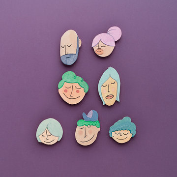 Family faces. Family faces illustration draw and painted with watercolors.