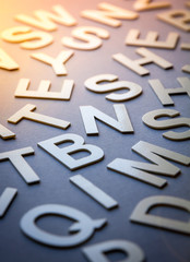 Mixed letters pile closeup photo