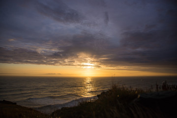 Typical Icelandic sunrise sunset cliff landscape at Arnarstapi area in Snaefellsnes peninsula in Iceland.