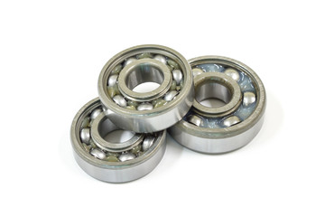 Ball bearing on a white background, Motorcycle bearing close-up.