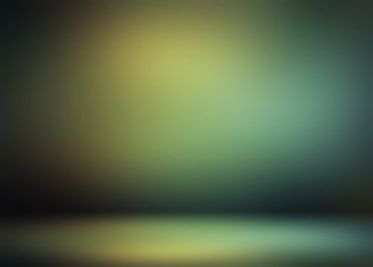 Dark shade and low spotlight 3d background. Green yellow black muted abstract room. Secret empty room.