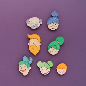 Family faces. Family faces illustration draw and painted with watercolors.
