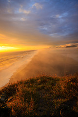 Black Beach sunset landscape in Iceland, Europe.