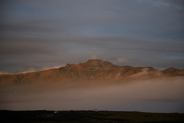 Black Beach sunset landscape in Iceland, Europe.