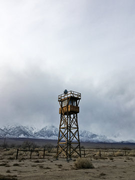Replicated Guard Tower with Snowy Mountains