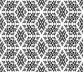 Flower geometric pattern. Seamless vector background. White and black ornament. Ornament for fabric, wallpaper, packaging. Decorative print