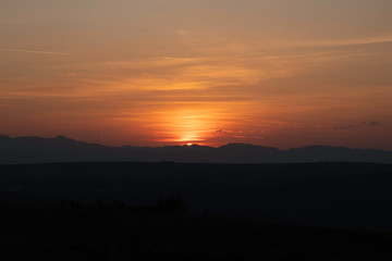 Orange sky landscape at down