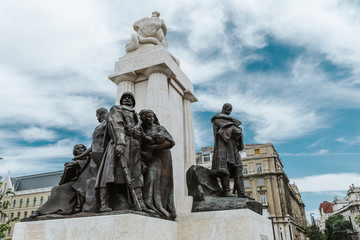 Fototapeta na wymiar Detail of Tisza Istvan monument, monument to former prime minister Istvan Tisza on Kossuth Square