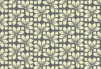 Flower geometric pattern. Seamless vector background. Grey ornament