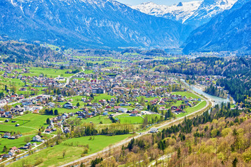Fototapeta na wymiar Beautiful view of the village Bad Goisern in Austria. The photo was taken in the spring.
