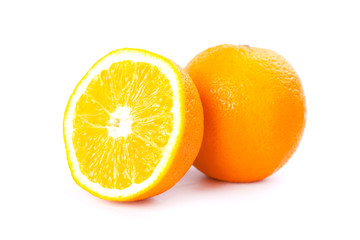 fresh sliced orange close-up on a white background.high vitamin C fruit