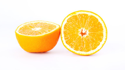 fresh sliced orange close-up on a white background