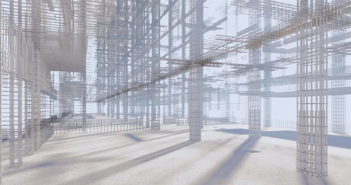 3D BIM model of reinforcement framework of the building