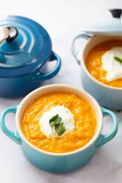 Carrot and ginger soup with raita