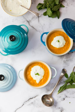 Carrot and ginger soup with raita