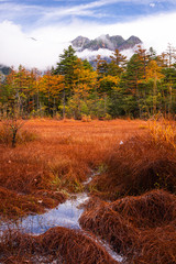 Beautiful scenic landscape view at Kamikochi National Park in the morning