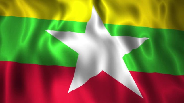 Full HD animation waving International flag Myanmar.