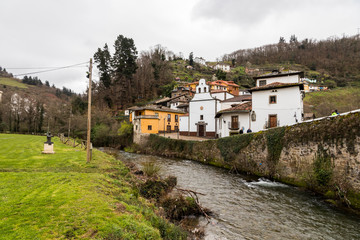 Fototapeta na wymiar Cangas del Narcea, Spain. Views of the traditional neighborhood of Entrambasaguas, oldest part of the town