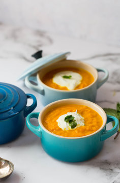 Carrot and ginger soup with raita