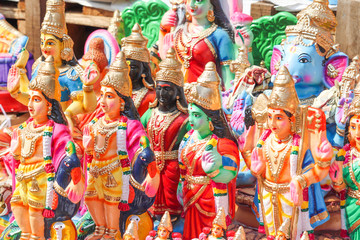 Statue of Indian Gods Idols For Festival Golu Diwali Chennai India