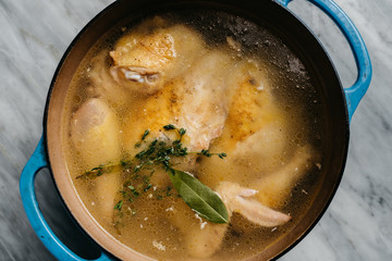 Making broth for chicken soup