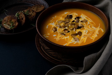 pumpkin soup in a bowl