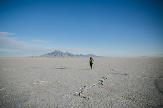 Walking on salt flats