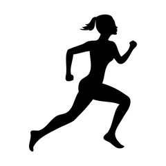 Active running woman silhouette, illustration