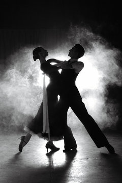 Couple dancing in smoke
