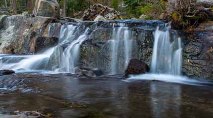 Calm waterfall of creek locate near Tahoe Lake