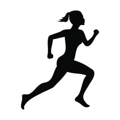 Fototapeta na wymiar Active running woman silhouette, vector illustration