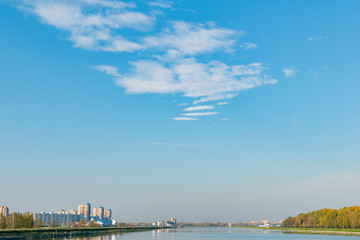 Fototapeta premium View of the rowing canal in the city