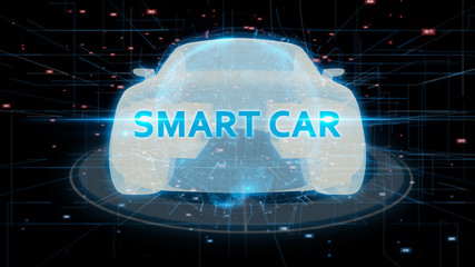 Smart car technology concept. Futuristic automotive technology.3D rendering.