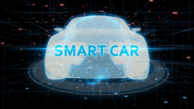 Smart car technology concept. Futuristic automotive technology.3D rendering.