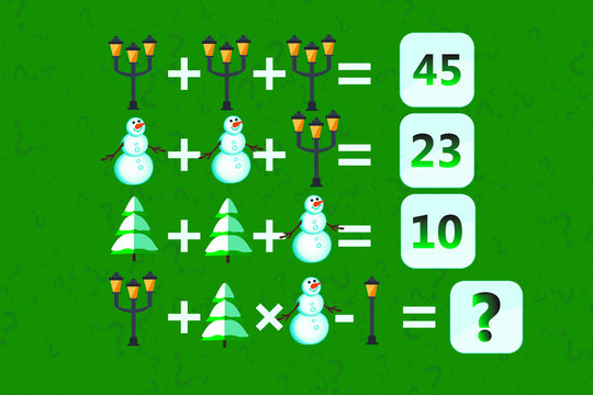 Counting games for kids and adults. Educational math game. Result. Crossword for social networks. Rebus. Riddle for the mind. Riddle with numbers. Vector