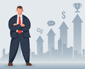 Business and Finance concept. Businessman success and achievement. Vector