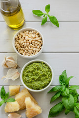 Bowl of basil pesto