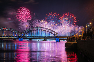 Obraz premium riga city light show