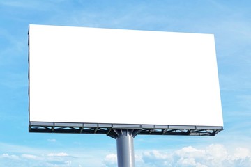 Obraz premium Billboard - Large Blank Billboard with empty screen and beautiful cloudy sky for outdoor advertising poster,Copy space banner ready for your advertisement design or mock up text.Business Concept.