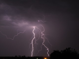 A multiple lightning bolt and leaders, Scheepersnek, South Africa.