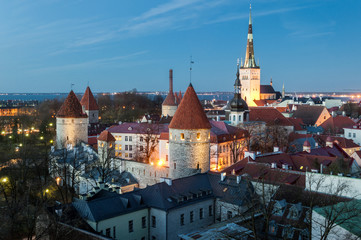 Obraz premium Tallin old town at night