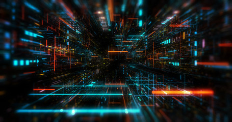 Flying futuristic central processing unit. electronic circuitry within a computer that carries out the instructions of a computer program performing arithmetic, logic, controlling.