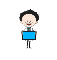 Cartoon Doctor - Presenting a Tablet