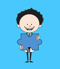 Cartoon Doctor - Holding a Jigsaw Puzzle Piece